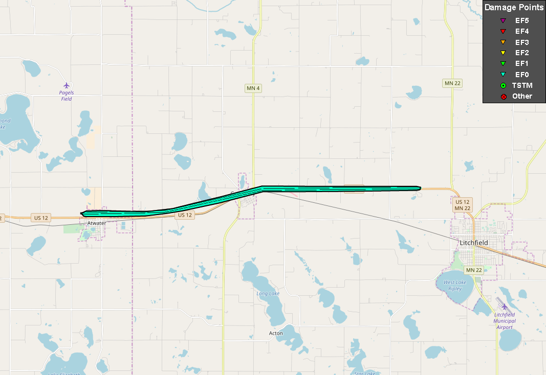 Summary of August 3, 2018 Atwater/Grove City, MN Tornado